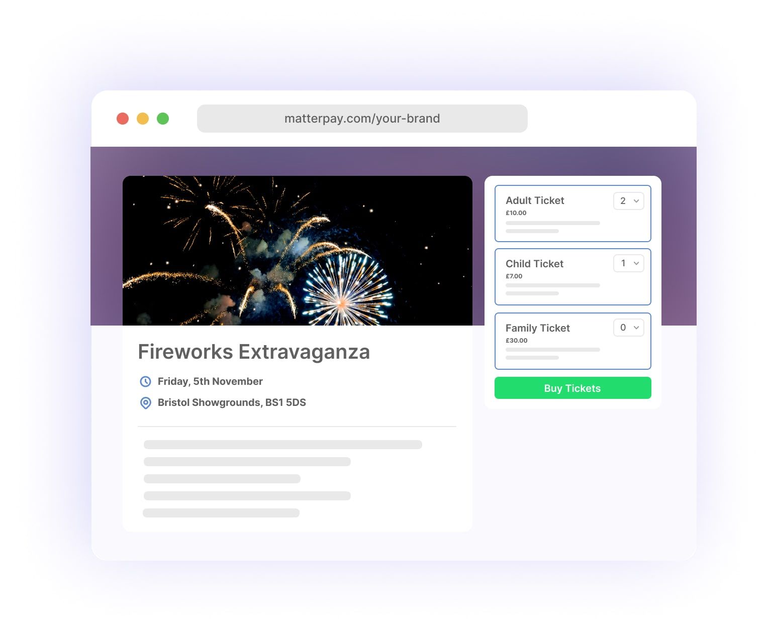 Highlighted details about orders and tickets sold
